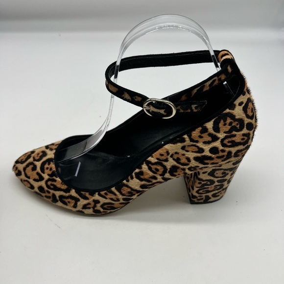 WHBM - Tan And Brown Calf Hair Ankle Adjustable Straps Block Heels Size 7.5 - Picture 11 of 13